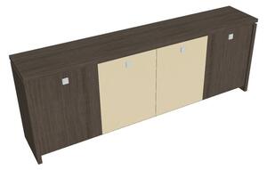 Čtyřdveřové kancelářská skříň ASSIST, 2480 x 460 x 900 mm, dub antracit