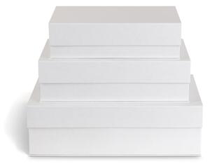 Bílé kartonové úložné boxy v sadě 3 ks s víkem/dekorativní 42,5x29,5x13 cm Kian Paper Laminate – Bigso