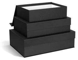 Tmavě šedé kartonové úložné boxy v sadě 3 ks s víkem/dekorativní 42,5x29,5x13 cm Kian Paper Laminate – Bigso