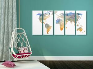 5-dílný obraz polygonální mapa světa