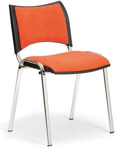 Konferenční židle SMART, chromované nohy, bez područek, červená