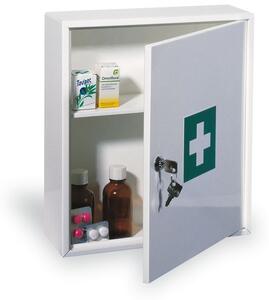Kovová nástěnná lékárnička, 36x31,5x11 cm, náplň DIN 13157