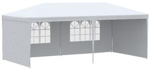Zahradní altán Outsunny 6x3 m s 4 odnímatelnými bočními stěnami a 2 průhlednými okny, ant UV a voděodolný, ideální pro venkovní akce, s ocelovou konst