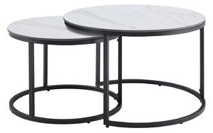 2SET konferenční stolek ELEGANCE 75 CM keramika vzhled bílý mramor Nábytek | Obývací pokoj | Konferenční stolky | Kulaté