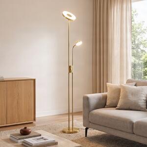 Stojací Lampa Lindby, Seppa, stmívatelné, Zlatá / mosazná, Obývací pokoj, Kov, Moderní