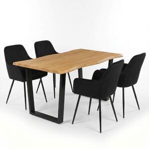 Vikio Jídelní set pro 4 osoby 160x90 cm dub noha U černá židle s područkami VJS166-4C