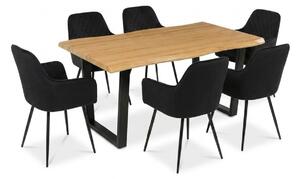 Vikio Jídelní set pro 6 osob 160x90 cm dub noha U černá židle s područkami VJS166-6C