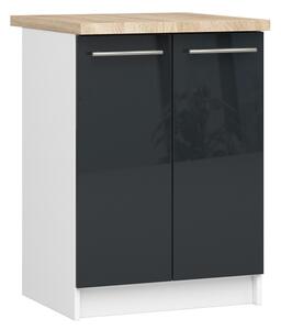 Kuchyňská skříňka OLIVIA lesklá – 60 cm | Bílá / Grafit / Dub Sonoma