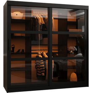 Šatní skříň s posuvnými dveřmi DOME 180cm černá