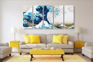 5-dílný obraz reprodukce Velká vlna z Kanagawa - KACUŠIKA HOKUSAI