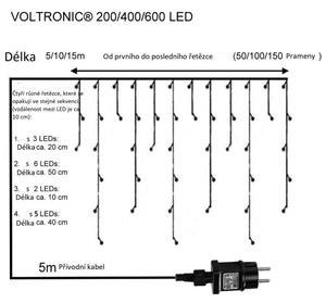 Vánoční světelný déšť - 15 m, 600 LED, teple bílý - OEM M02056