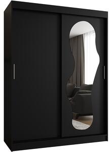 Šatní skřín s posuvnými dveřmi a zrcadlem ULTRA 150cm černá