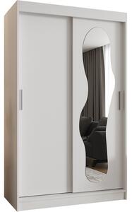 Šatní skřín s posuvnými dveřmi a zrcadlem ULTRA 120cm bílá
