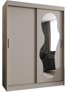 Šatní skřín s posuvnými dveřmi a zrcadlem ULTRA 150cm kašmírová