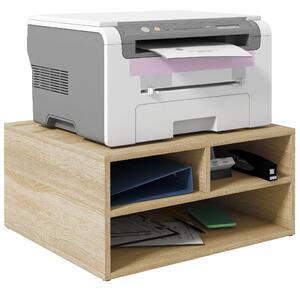 Organizér na stůl HOMCOM s dřevěným vzhledem a 3 přihrádkami, stojan na tiskárnu 47 x 40 x 22,5 cm | Aosom