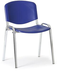 Plastová židle ISO - chromované nohy, modrá