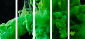 5-dílný obraz tekoucí zelené barvy