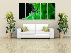 5-dílný obraz zelené tekoucí barvy - 100x50