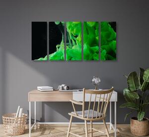 5-dílný obraz zelené tekoucí barvy - 100x50