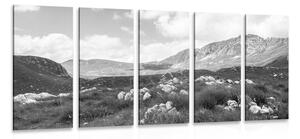 5-dílný obraz údolí v Černé Hoře v černobílém provedení