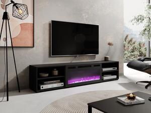 TV skříňka s krbem Loloz 180, Barva: černá, Krb: černý 5903211381256
