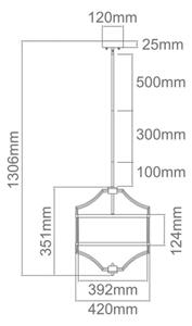 Open Design OR80902- Lustr na tyči STESSO 4xE27/15W/230V pr. 42 cm l. chrom/bílá