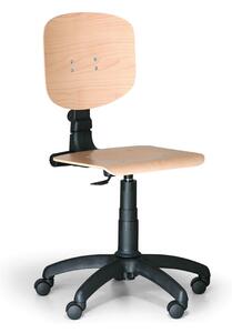 Antares Dílenská pracovní dřevěná židle na kolečkách, plastový kříž, kolečka