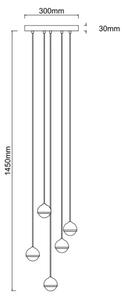 Open Design OR85518 - LED Lustr na lanku BOLICINA 5xLED/5W/230V zlatá/černá