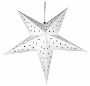 Vánoční hvězda s časovačem, 60 cm, 10 LED, bílá