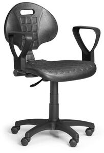 Pracovní židle PUR - permanentní kontakt, tvrdá kolečka, černá