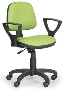 EUROSEAT Pracovní židle na kolečkách MILANO s područkami, permanentní kontakt, pro měkké podlahy, zelená