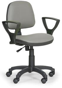 EUROSEAT Pracovní židle na kolečkách MILANO s područkami, permanentní kontakt, pro měkké podlahy, šedá