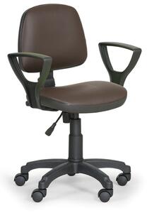 EUROSEAT Pracovní židle na kolečkách MILANO s područkami, permanentní kontakt, pro měkké podlahy, hnědá