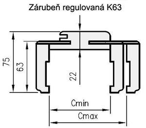 DRE zárubeň obložková regulovatelná K63 - Ořech Karamelový, pravá "70", rozsah 95-115 mm