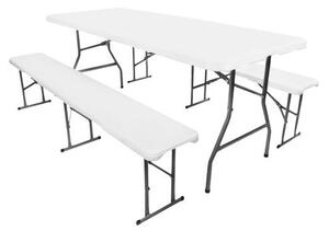 Skládací zahradní stůl Garth 180 cm + 2 lavice