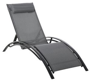 Outsunny moderní zahradní lehátko s nastavitelným opěradlem a odnímatelným polštářem z hliníkového textilenu dim. 171Š x 64H x 82V cm Šedé | Aosom