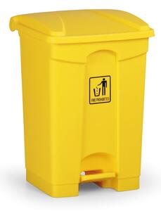 Nášlapný plastový víceúčelový odpadkový koš, 45 l, žlutý