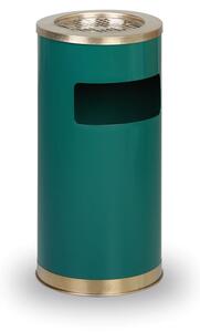 Venkovní odpadkový koš s popelníkem, 640 x 305 x 305 mm, zelený/nerez