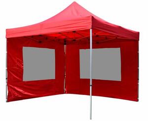 Garthen PROFI 9481 Zahradní párty stan nůžkový 3x3 m červený + 2 boční stěny