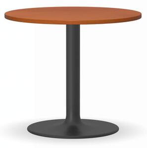 Konferenční stolek ZEUS II, průměr 600 mm, černá podnož, deska třešeň