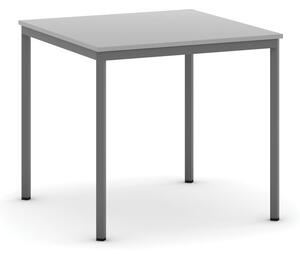 Stůl do jídelny, tmavěšedá konstrukce, 800 x 800 mm, šedá