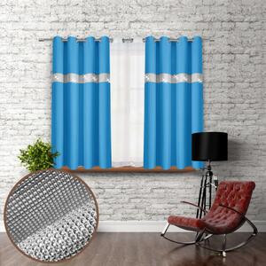 Závěs na kroužcích se zirkóny 140x160 cm blankytně modrý Barva Blankytna modrá Rozměry 140x160 cm