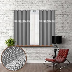 Závěs na kroužcích se zirkóny 140x160 cm tmavě šedý Barva Šedá Rozměry 140x160 cm