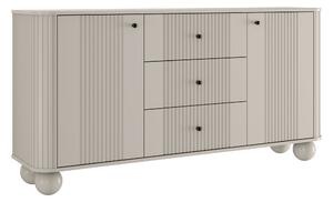 Komoda se zásuvkami Vesper 160 cm - kašmír / černé úchytky / kulaté nohy