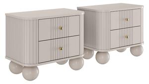Set nočních stolků Vesper 56 cm - kašmírová / zlaté úchytky / kulaté kašmírové nohy