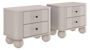 Set nočních stolků Vesper 56 cm - kašmírová / černé úchytky / kulaté kašmírové nohy