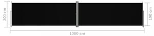 Zatahovací boční markýza 200x1000 cm Dekorhome Krémová
