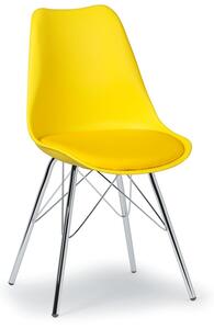 Plastová konferenční / jídelní židle s koženým sedákem CHRISTINE, žlutá