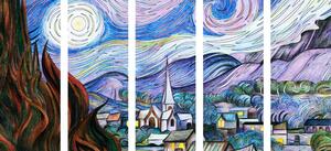 5-dílný obraz reprodukce Hvězdná noc - Vincent van Gogh