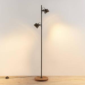 Lindby Rubinjo stojací lampa dřevěná noha 2 zdroje